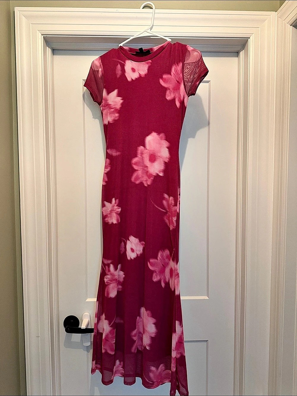 Floral Maxi Dress in Pink & Maroon Like New